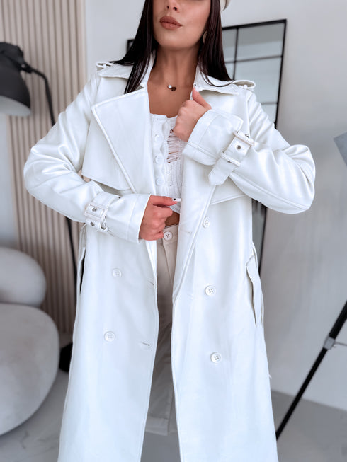 "LOTUS 13" leather imitation trench - WHITE